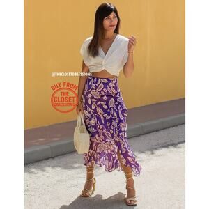 ZARA Floral Printed Asymmetric Skirt NWT